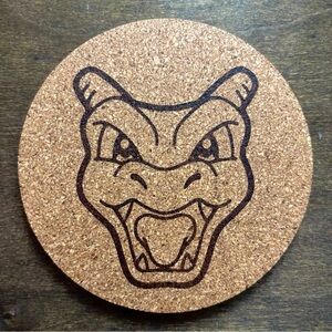 Pokemon Charizard Face Laser Engraved Cork Coaster